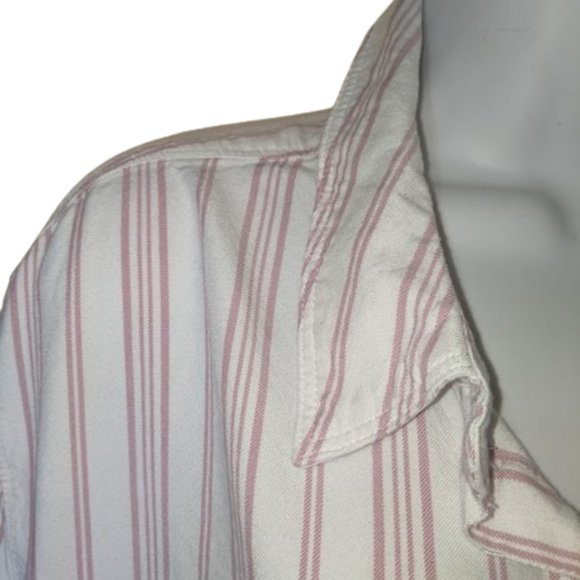 White Pink Long Sleeve Button Down Blouse Size XXL - Picture 2 of 2
